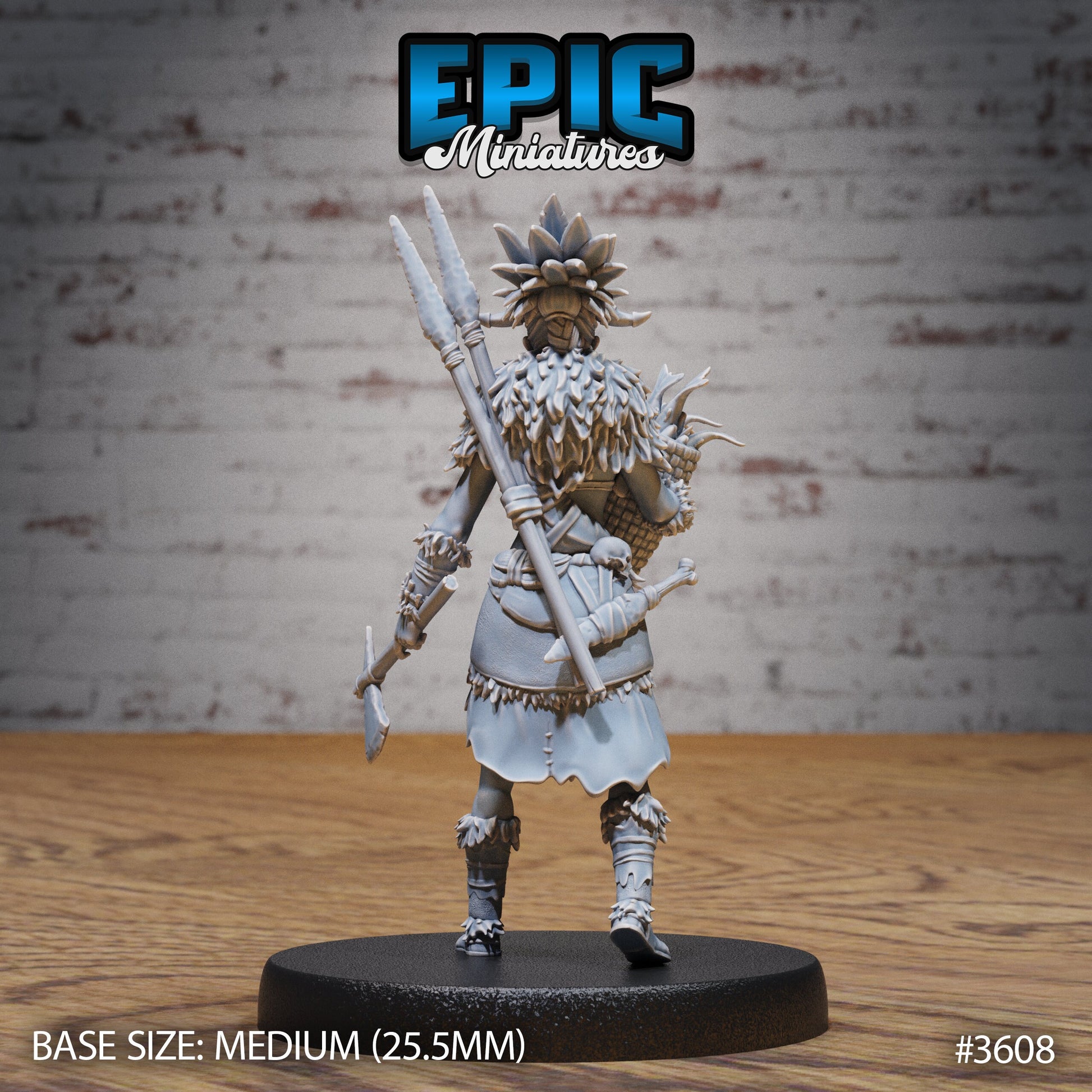 Barbarian Tribe Female - Epic Miniatures | 32mm | Ice Age Madness | Fighter | Warrior | Archer | Sabertooth Tiger Mount