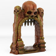 Dungeon Entrance Portal With Its Burning Effect - Print Your Monsters, Fantastic Portals | 32mm | portcullis | Skull