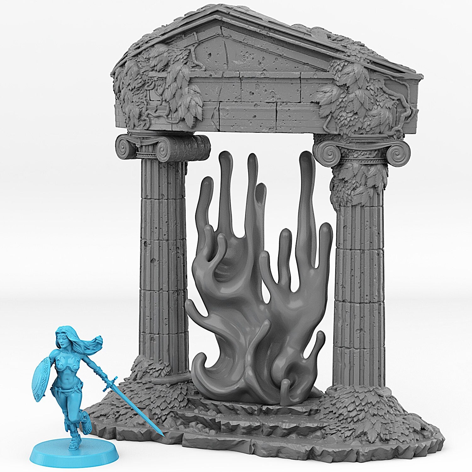 Ancient Greek Portal With Its Water Wall Effect - Print Your Monsters, Fantastic Portals | 32mm | Roman | Column | Ruin