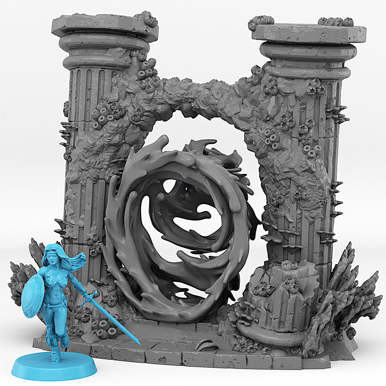 Underwater Temple Portal With Its Whildwind Effect - Print Your Monsters, Fantastic Portals | 32mm | Ruins | Atlantis | Coral