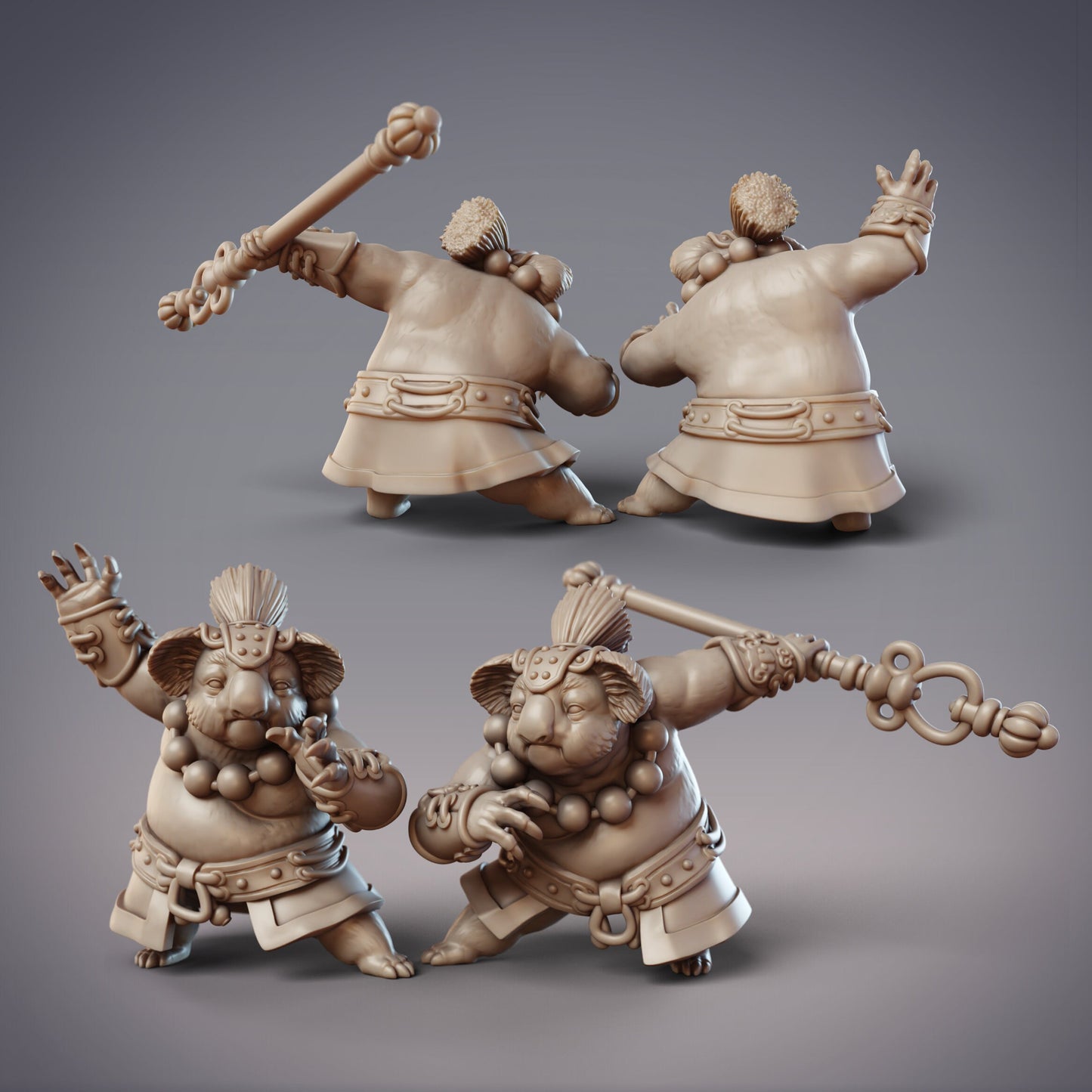 Gulamany Nisturu, Koala Monk, Platypus Brute- CobraMode | Miniature | Wargaming | Roleplaying Games | 32m