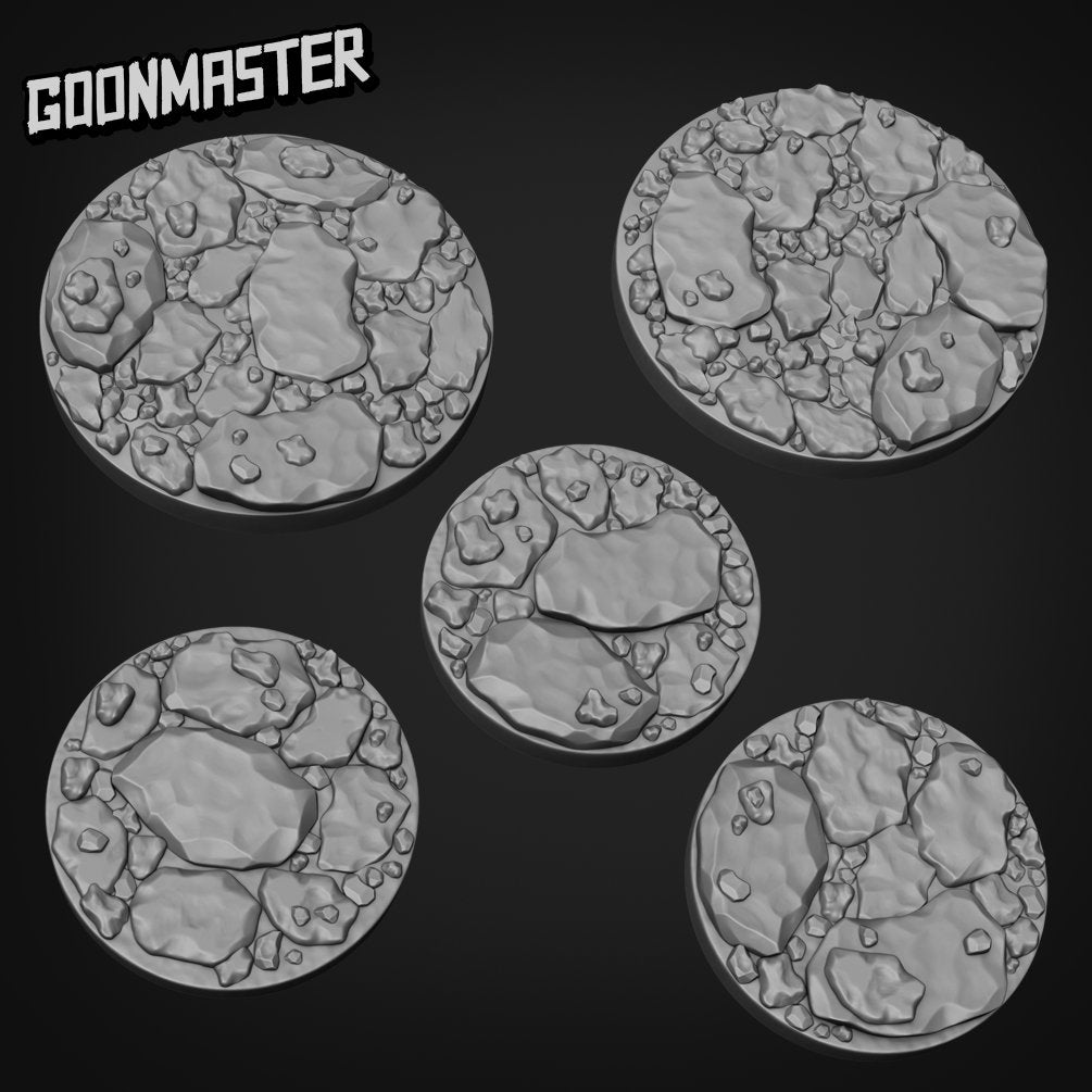 Rocky Stone Bases - Goonmaster | Miniature | Wargaming | Roleplaying Games | 32mm | 25mm