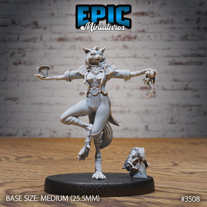 Cat Folk Magician- Epic Miniatures | Ninth Age | 32mm | Nightsky Carnival | Circus | Big Top | Bard | Performer
