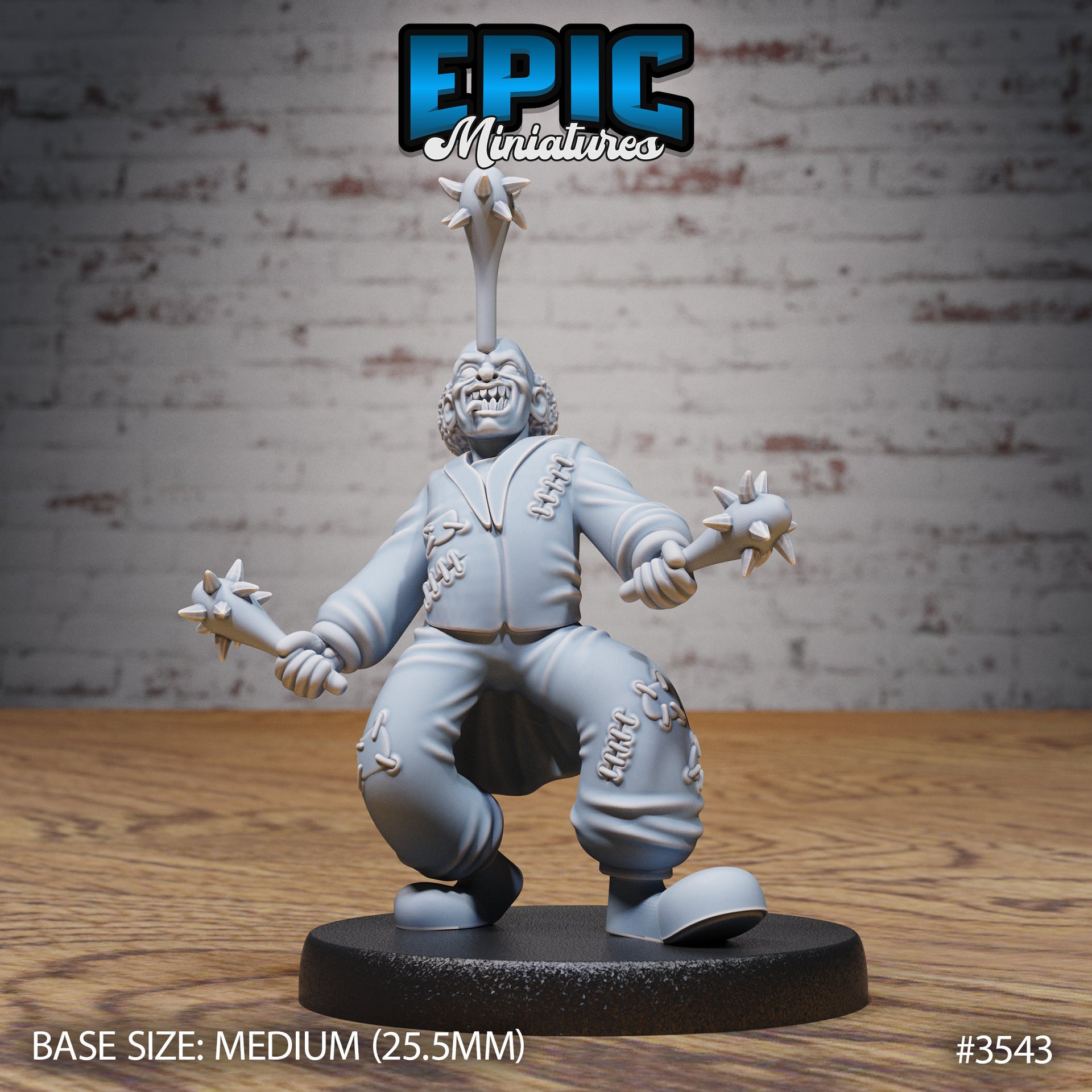 Horror Clown - Epic Miniatures | Ninth Age | 32mm | Nightsky Carnival | Circus | Big Top | Performer | Juggler | Accordion | Hammer