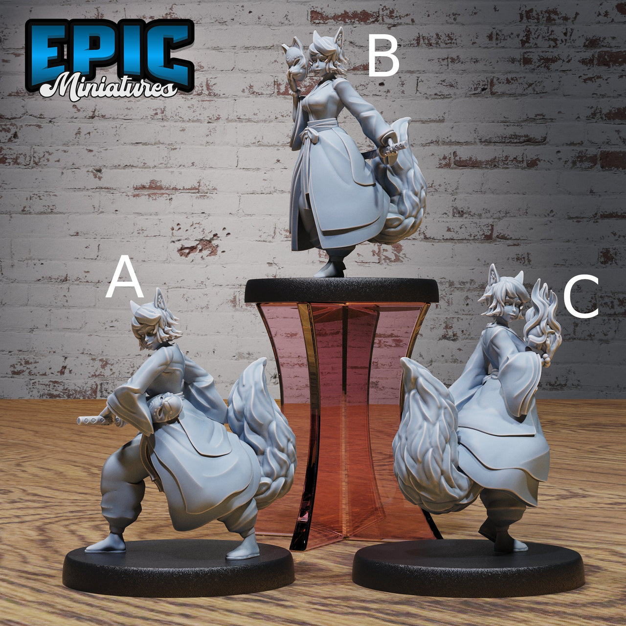 Kitsune Spirit Warrior - Epic Miniatures | Ninth Age | 32mm |Iron Fist Tournament | Swordsman | Monk | Fox