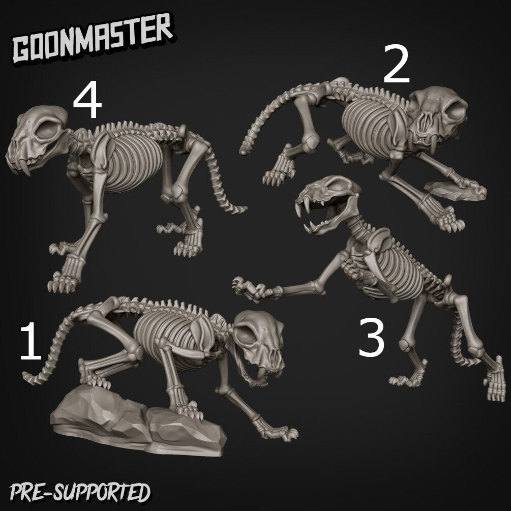 Big Cat Skeleton Cavalry- Goonmaster | Miniature | Wargaming | Roleplaying Games | 32mm | Tiger | Crow | Undead