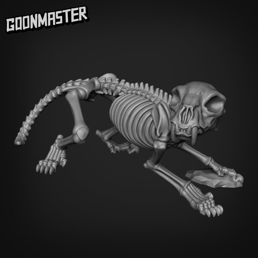 Big Cat Skeleton Cavalry- Goonmaster | Miniature | Wargaming | Roleplaying Games | 32mm | Tiger | Crow | Undead