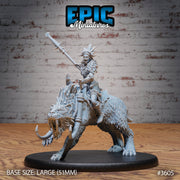 Barbarian Tribe Female - Epic Miniatures | 32mm | Ice Age Madness | Fighter | Warrior | Archer | Sabertooth Tiger Mount