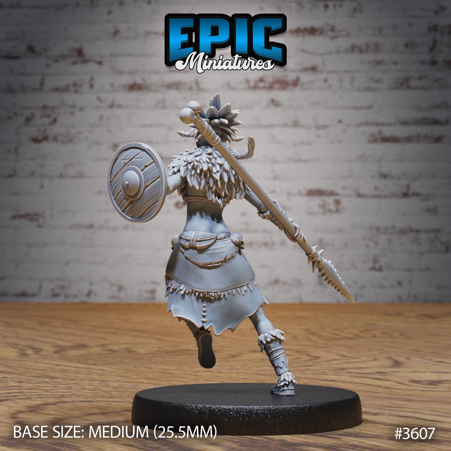 Barbarian Tribe Female - Epic Miniatures | 32mm | Ice Age Madness | Fighter | Warrior | Archer | Sabertooth Tiger Mount