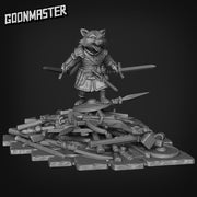 Racoon Diorama - Goonmaster | Rogueish Racoons Miniature | Wargaming | Roleplaying Games | 32mm | Fighter | Bandit | Weapon Pile