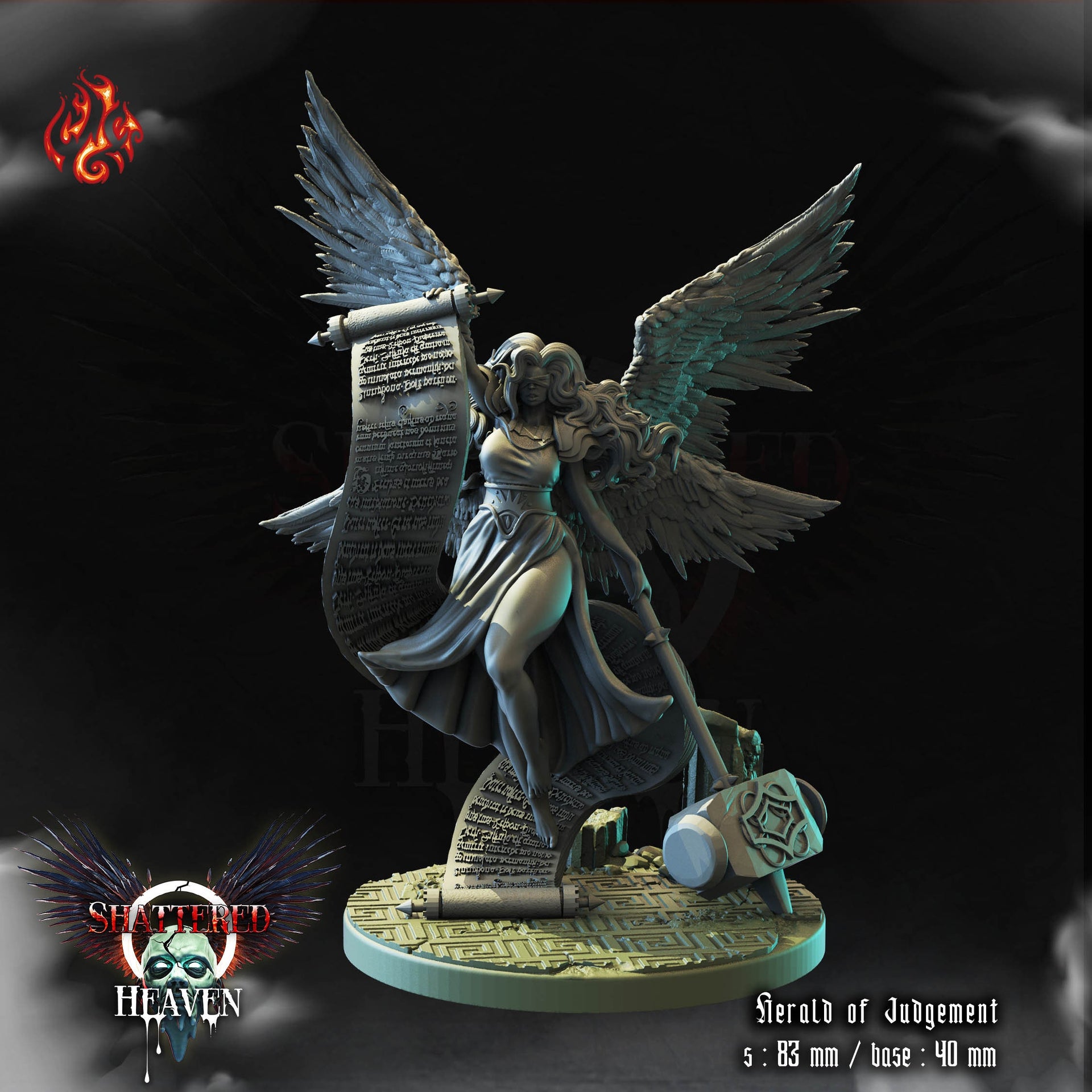 Herald of Justice - Crippled God Foundry - Shattered Heaven | 32mm | Angel | Paladin | Lady Justice | Blind | Seraphim