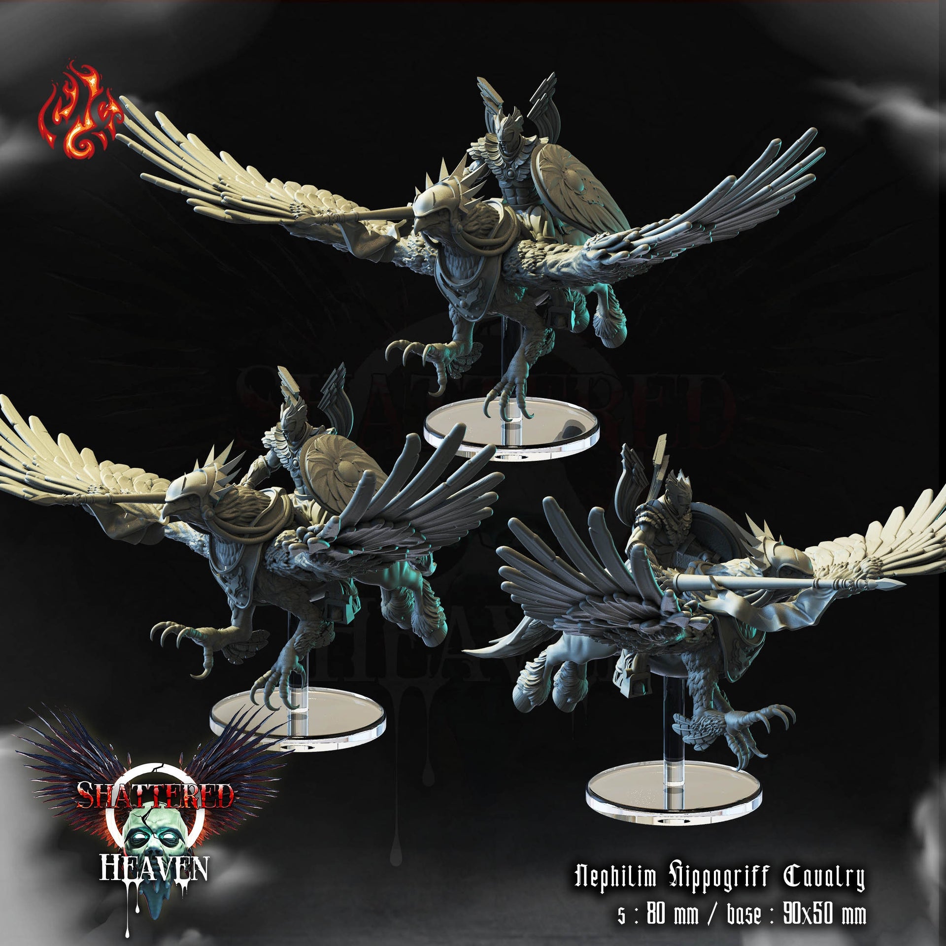 Nephilim Hippogriff Cavalry - Crippled God Foundry - Shattered Heaven | 32mm | Angel | Paladin | Warrior | Soldier | Army | Griffon