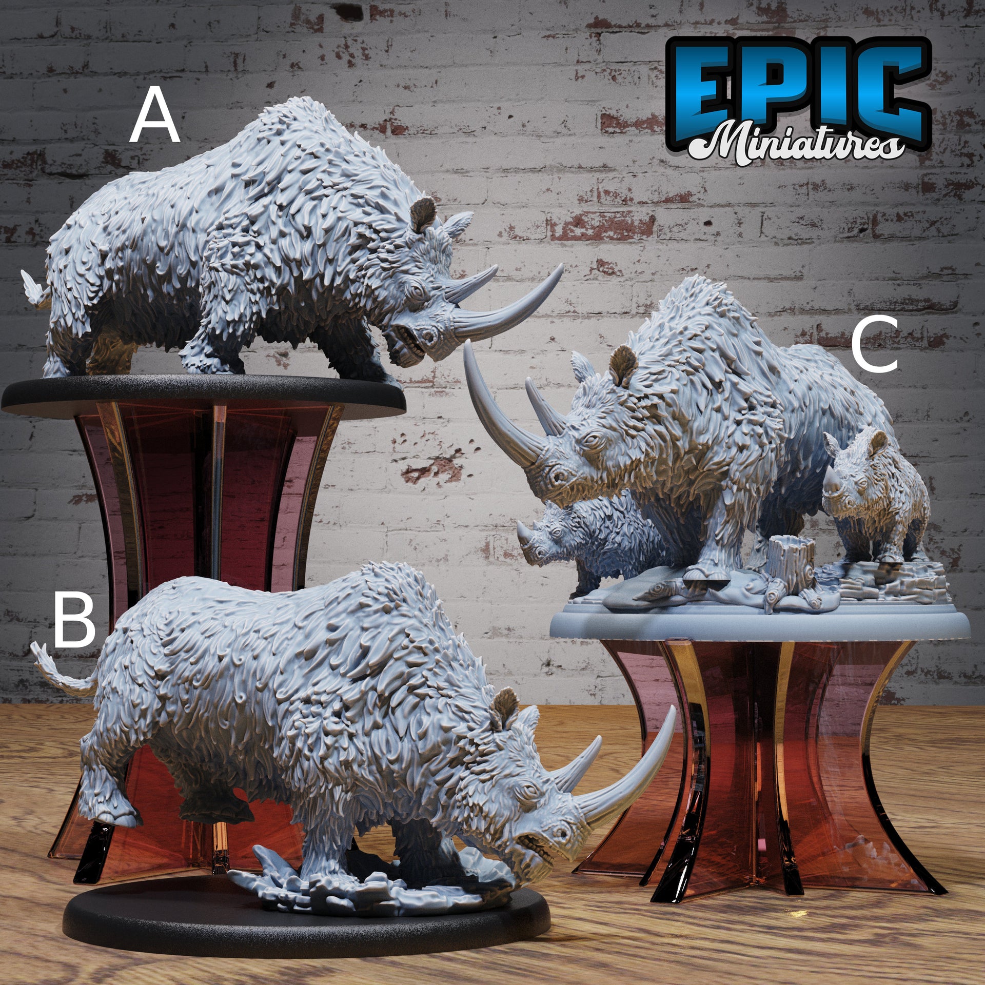 Wooly Rhino - Epic Miniatures | 32mm | Ice Age Madness | Prehistoric | Elasmotherium