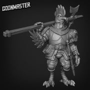 Chicken Hellbird - Goonmaster | Miniature | Wargaming | Roleplaying Games | 32mm | Rooster Knight | Man at Arms | Halberd | Spear