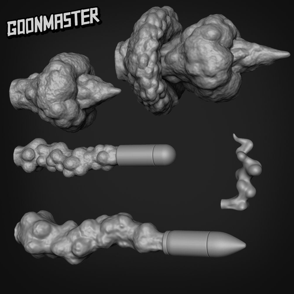 Weapon Smoke - Goonmaster Basing Bits | Miniature | Wargaming | Roleplaying Games | 32mm | Special Effect | Missile | Rocket