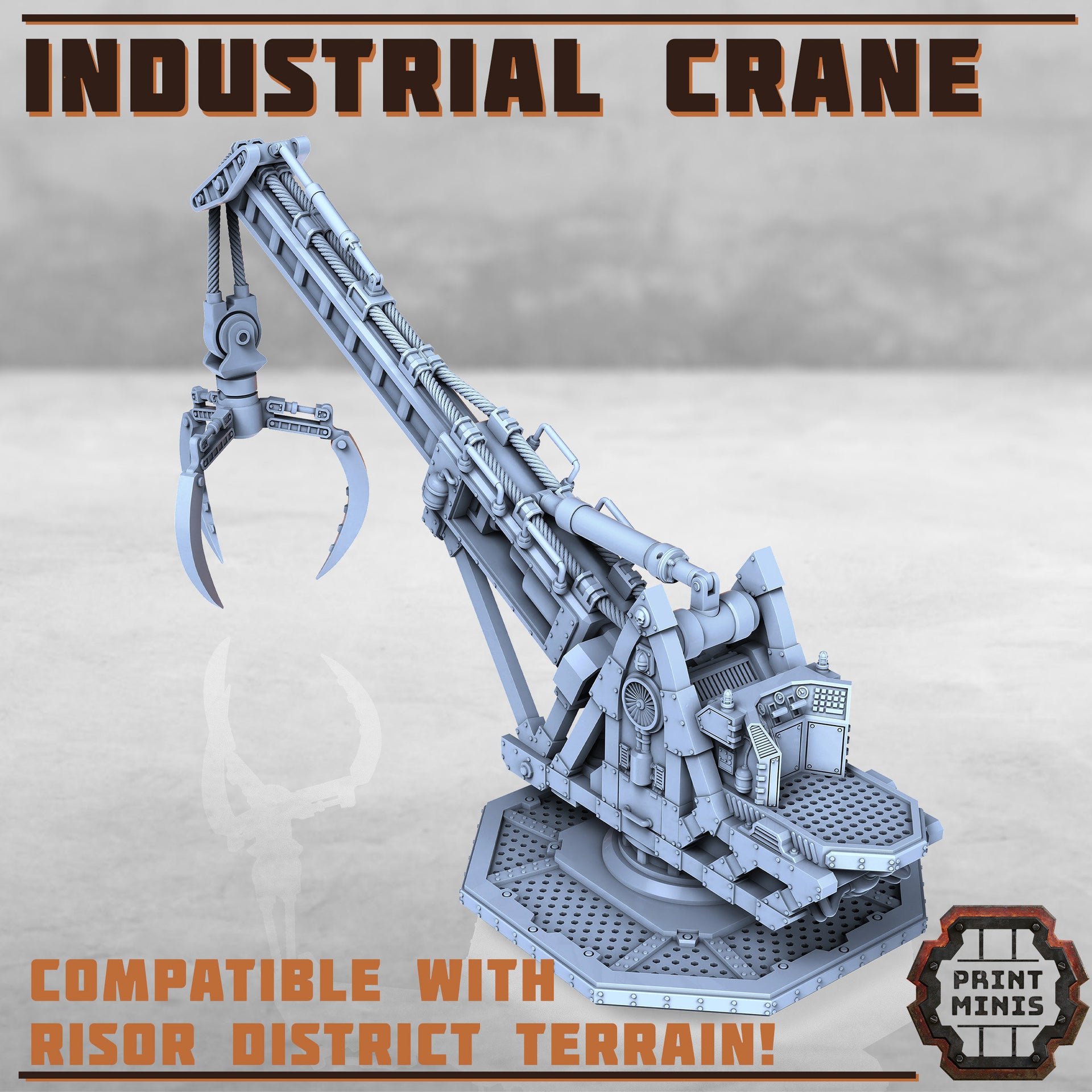 Industrial Crane Wasteland Scatter Terrain - Print Minis | Sci Fi | Light Infantry | 28mm Heroic | Apocalypse | Junkyard | Hook | Claw