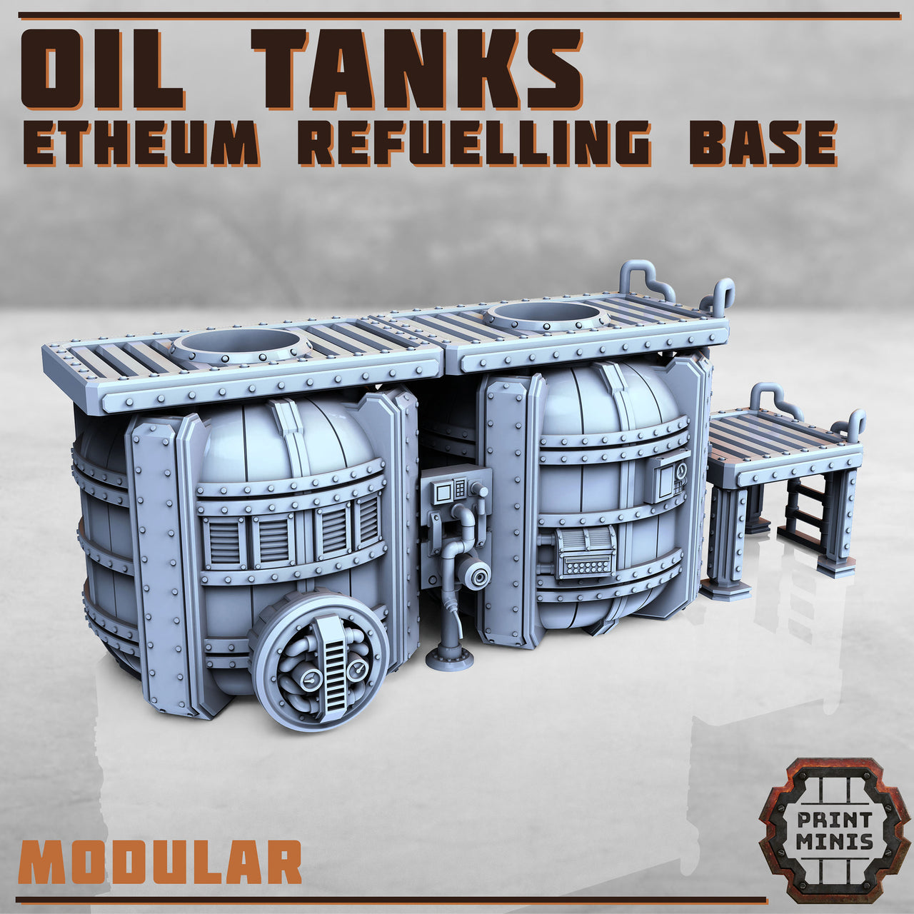 Ethereum Oil Tanks Scatter Terrain - Print Minis | Sci Fi | Light Infantry | 28mm Heroic | Apocalypse | Power plant | Warehouse | Modular