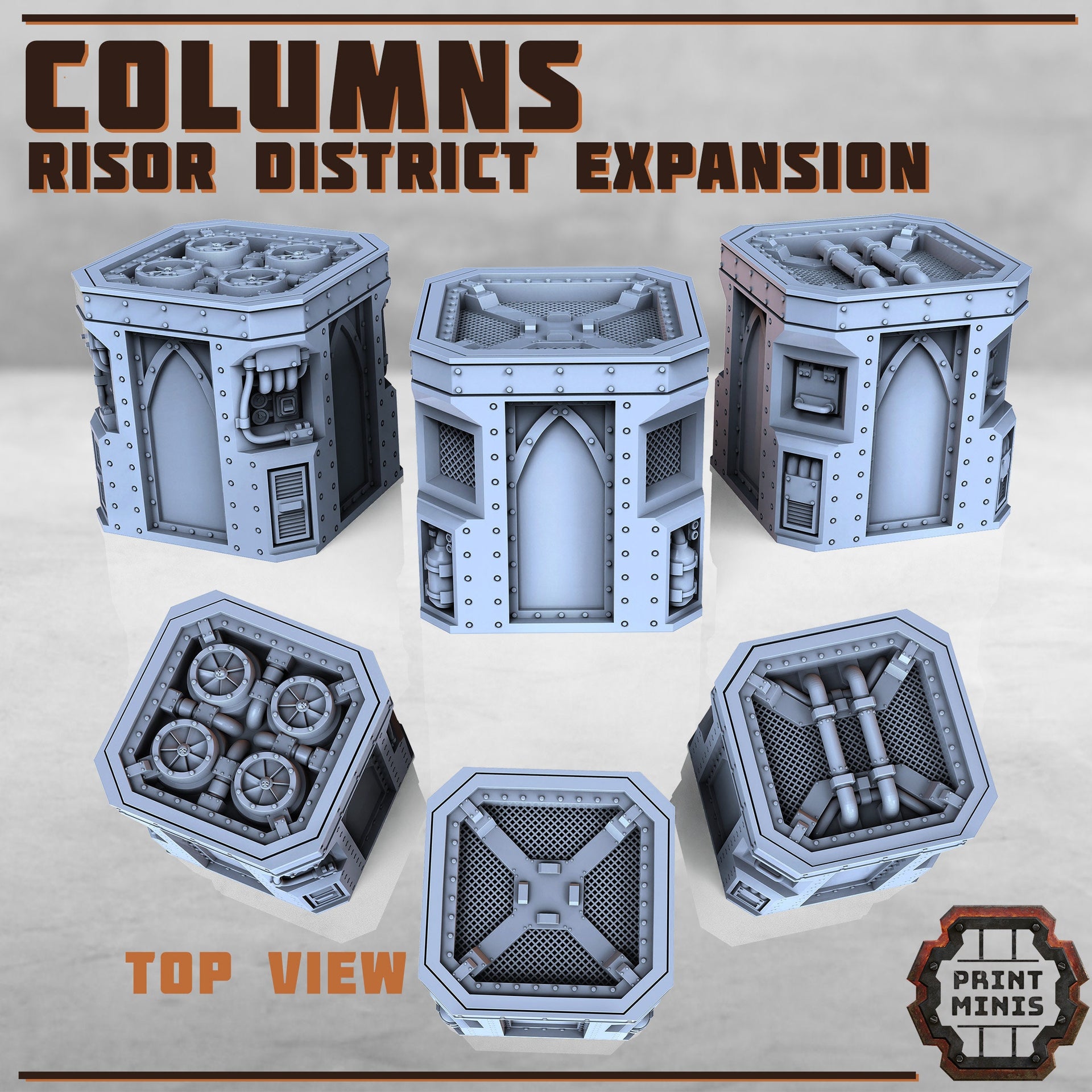 Risor District Modular Column - Print Minis | Sci Fi | Light Infantry | 28mm Heroic | Apocalypse | Factory | Spaceship | Prison
