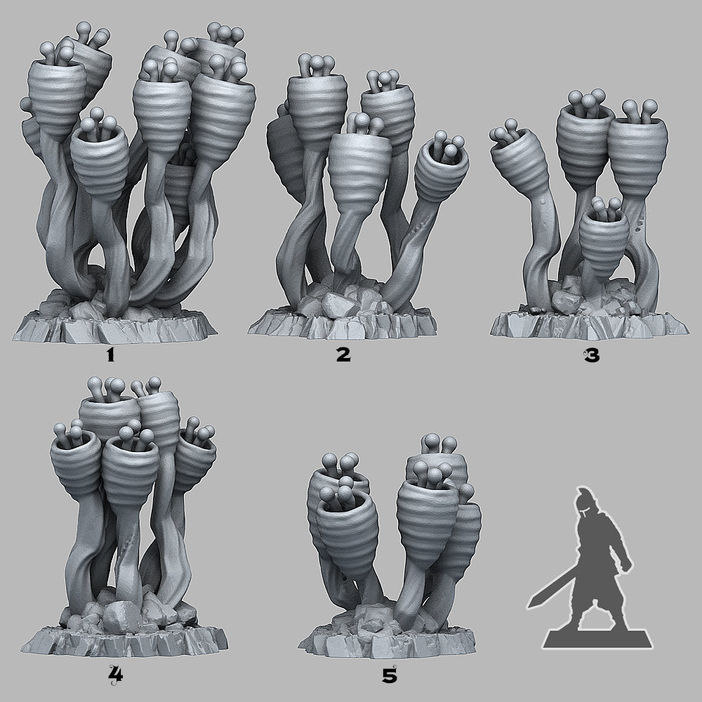Alien Anemone Scatter Terrain - Fantastic Plants and Rocks | Print Your Monsters | DnD | Wargaming | Space | Coral