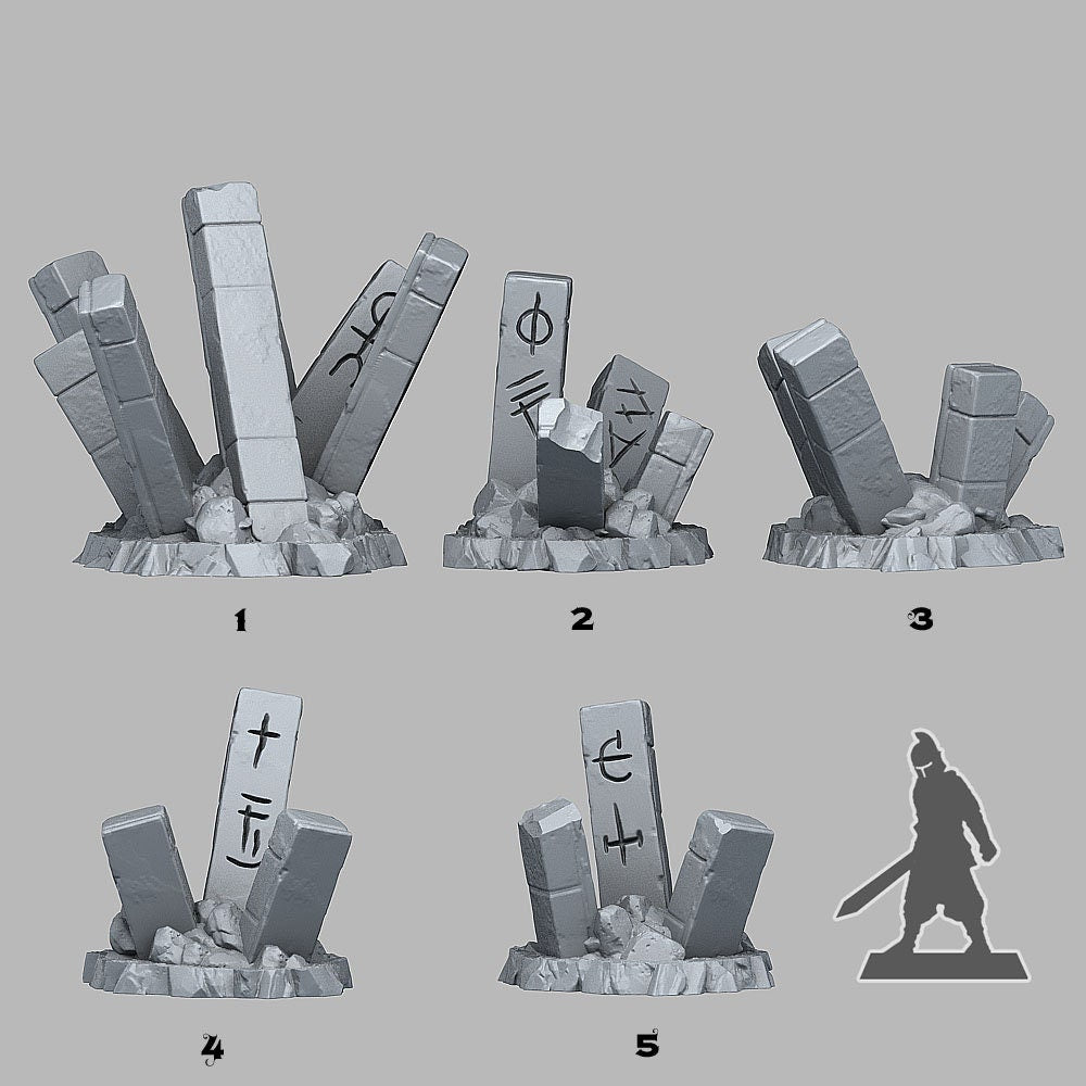 Ancient Secret Stones Scatter Terrain - Fantastic Plants and Rocks | Print Your Monsters | DnD | Wargaming | Runes