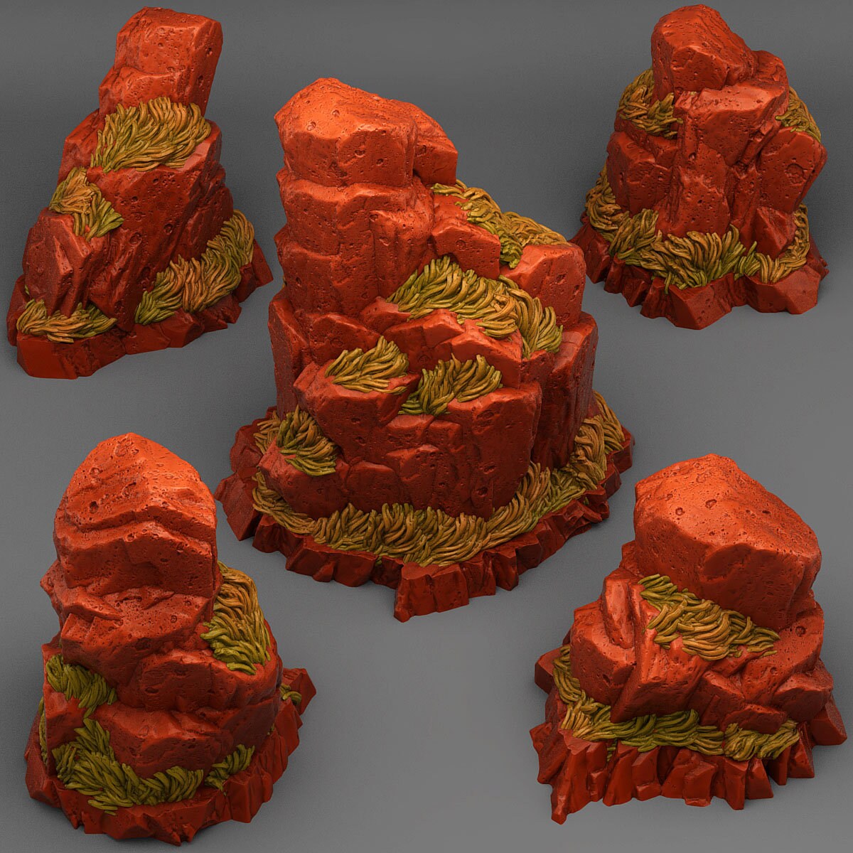 Red Giant Rocks Scatter Terrain - Fantastic Plants and Rocks | Print Your Monsters | DnD | Wargaming | Stones