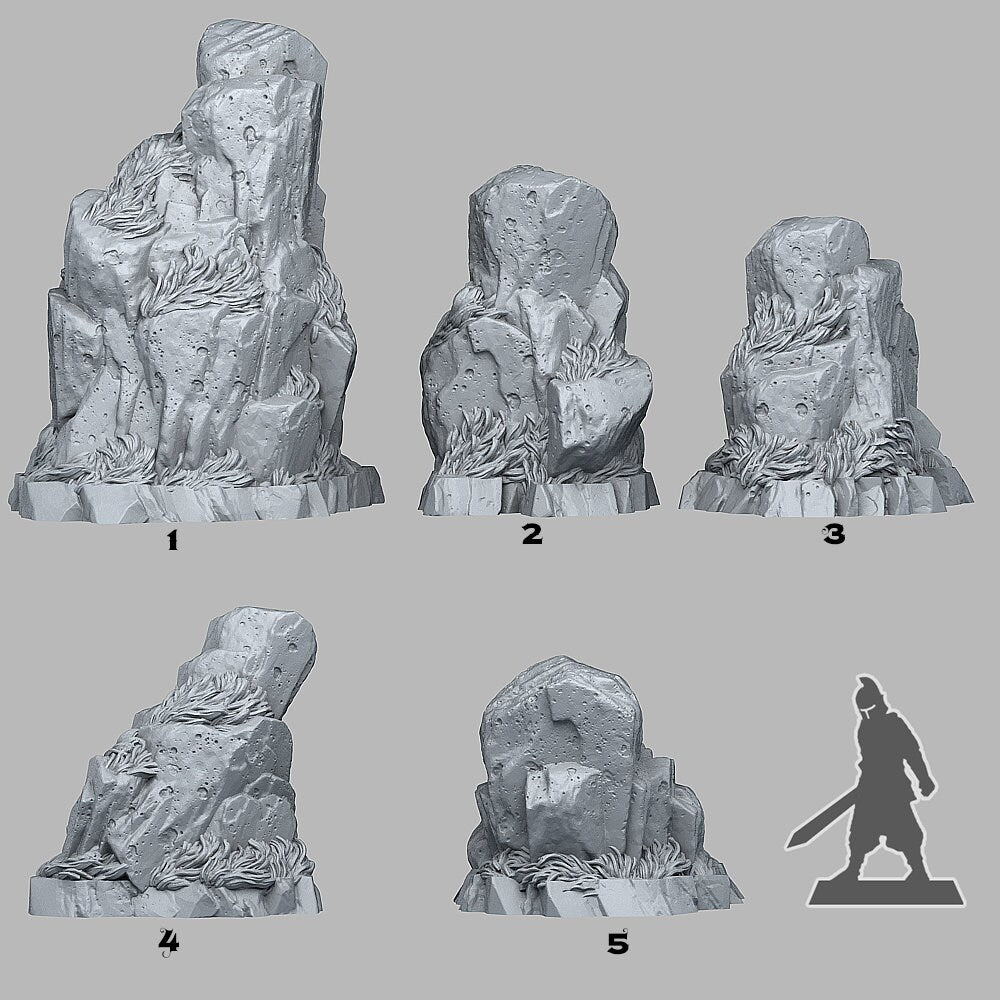 Red Giant Rocks Scatter Terrain - Fantastic Plants and Rocks | Print Your Monsters | DnD | Wargaming | Stones