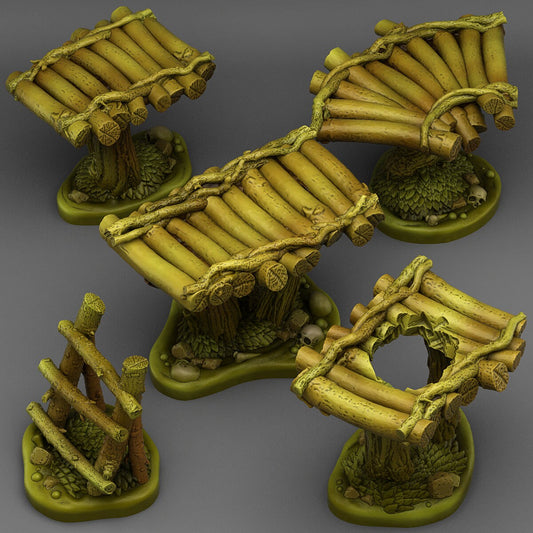 Swamp Modular Bridge Scatter Terrain - Fantastic Plants and Rocks | Print Your Monsters | DnD | Wargaming | Bamboo | Walkway