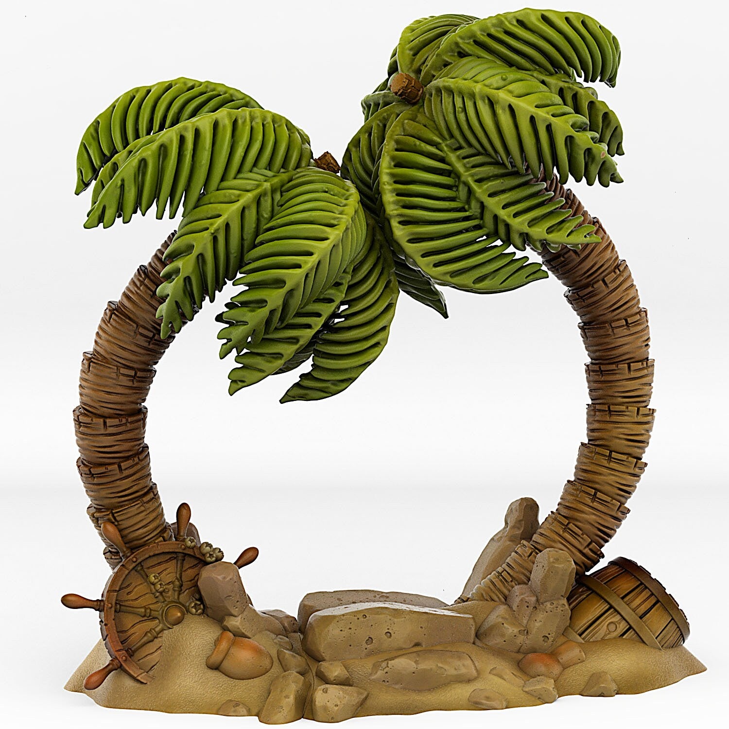 Pirate Island Portal With Its Pirate Skull Effect - Print Your Monsters, Fantastic Portals | 32mm | Desert | Palm Tree