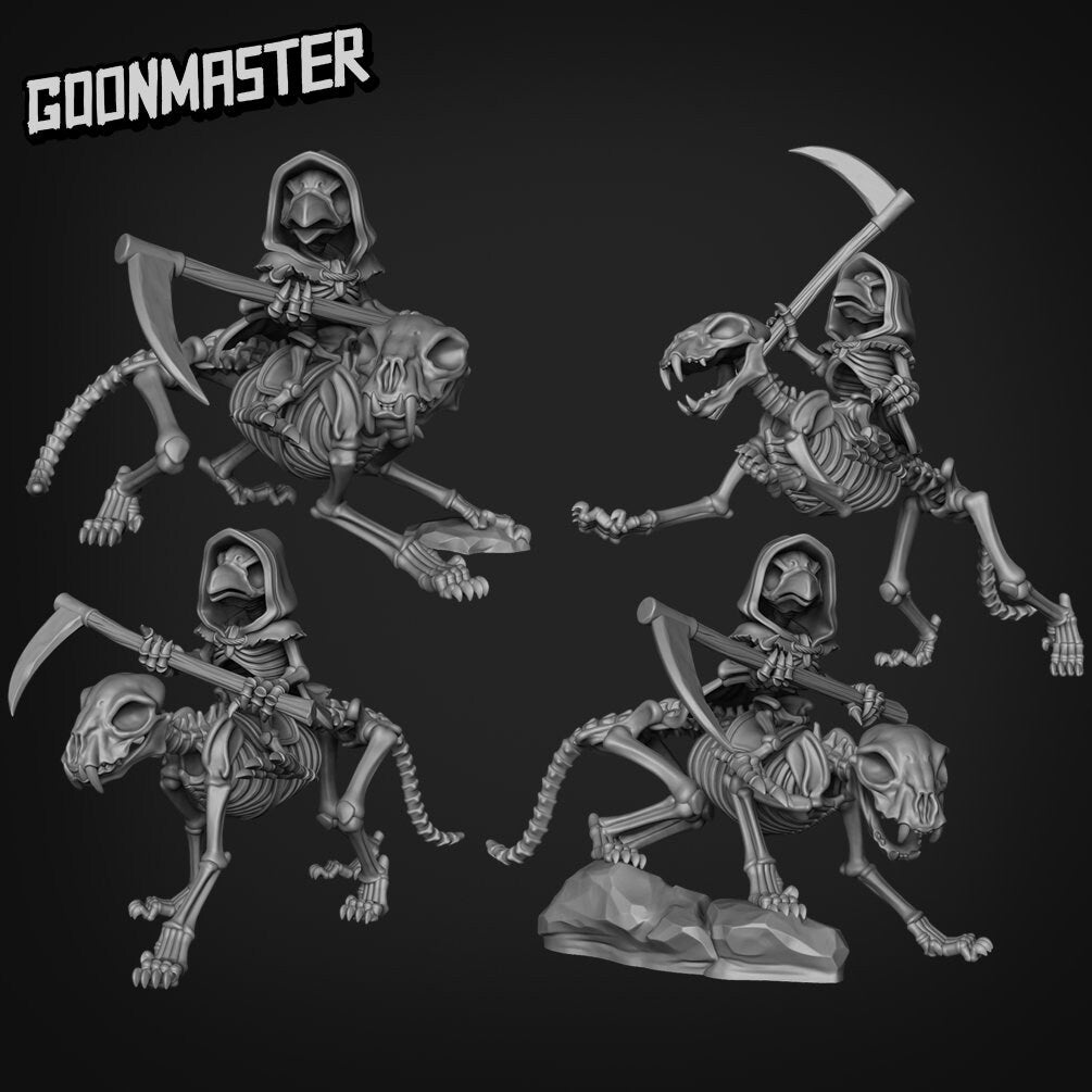 Big Cat Skeleton Cavalry- Goonmaster | Miniature | Wargaming | Roleplaying Games | 32mm | Tiger | Crow | Undead