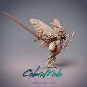 Noctuoidea Decertator Neria, Mothfolk Knights - CobraMode | Miniature | Wargaming | Roleplaying Games | 32mm | 54mm