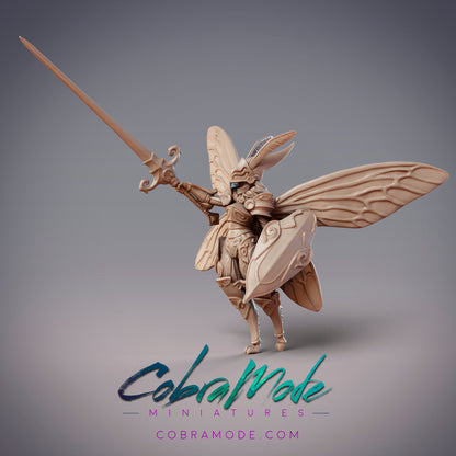 Noctuoidea Decertator Neria, Mothfolk Knights - CobraMode | Miniature | Wargaming | Roleplaying Games | 32mm | 54mm