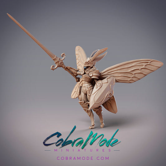 Noctuoidea Decertator Neria, Mothfolk Knights - CobraMode | Miniature | Wargaming | Roleplaying Games | 32mm | 54mm