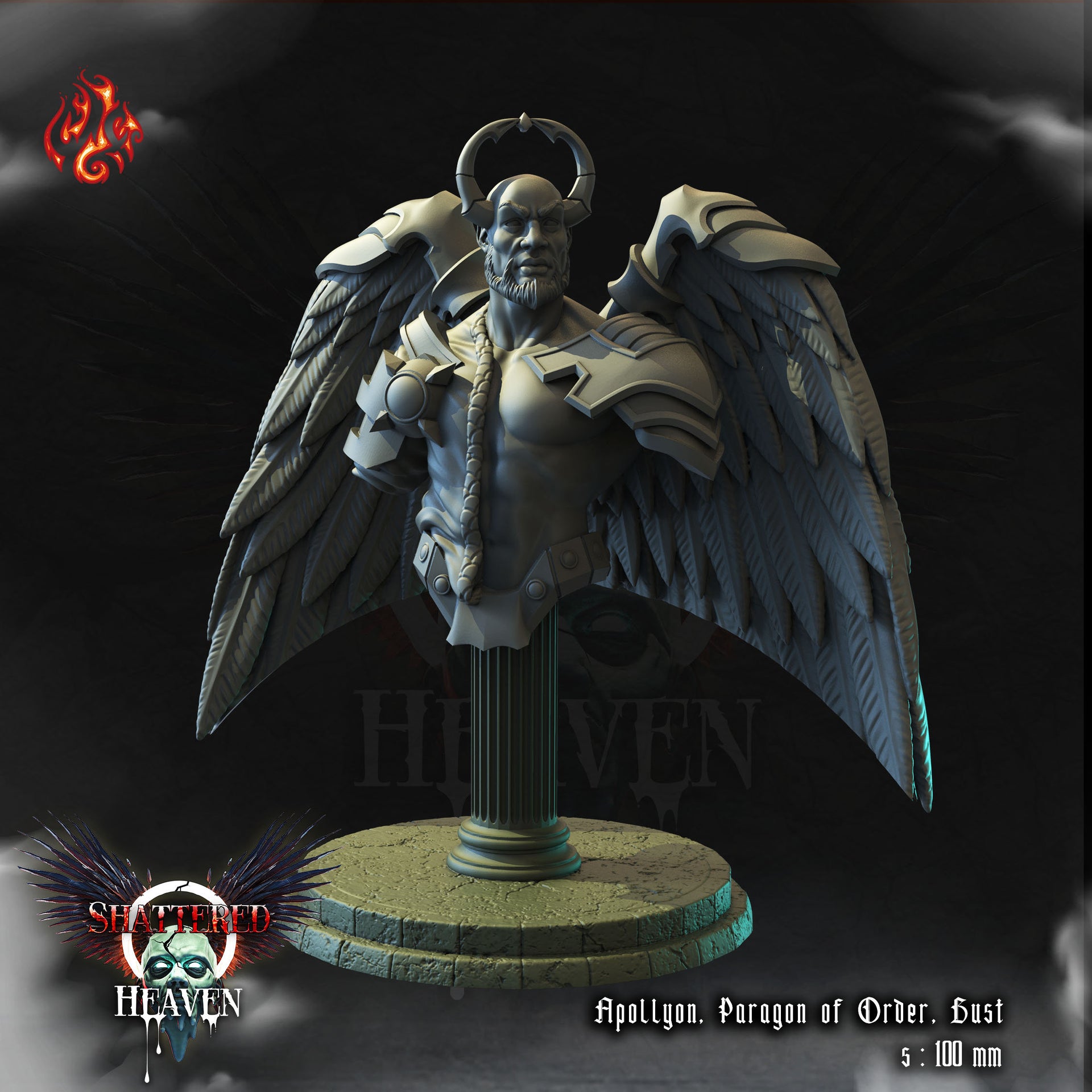 Apollyon, Paragon of Order Bust - Crippled God Foundry - Shattered Heaven | 32mm | Angel | Paladin | Warrior | Soldier | Army \ General