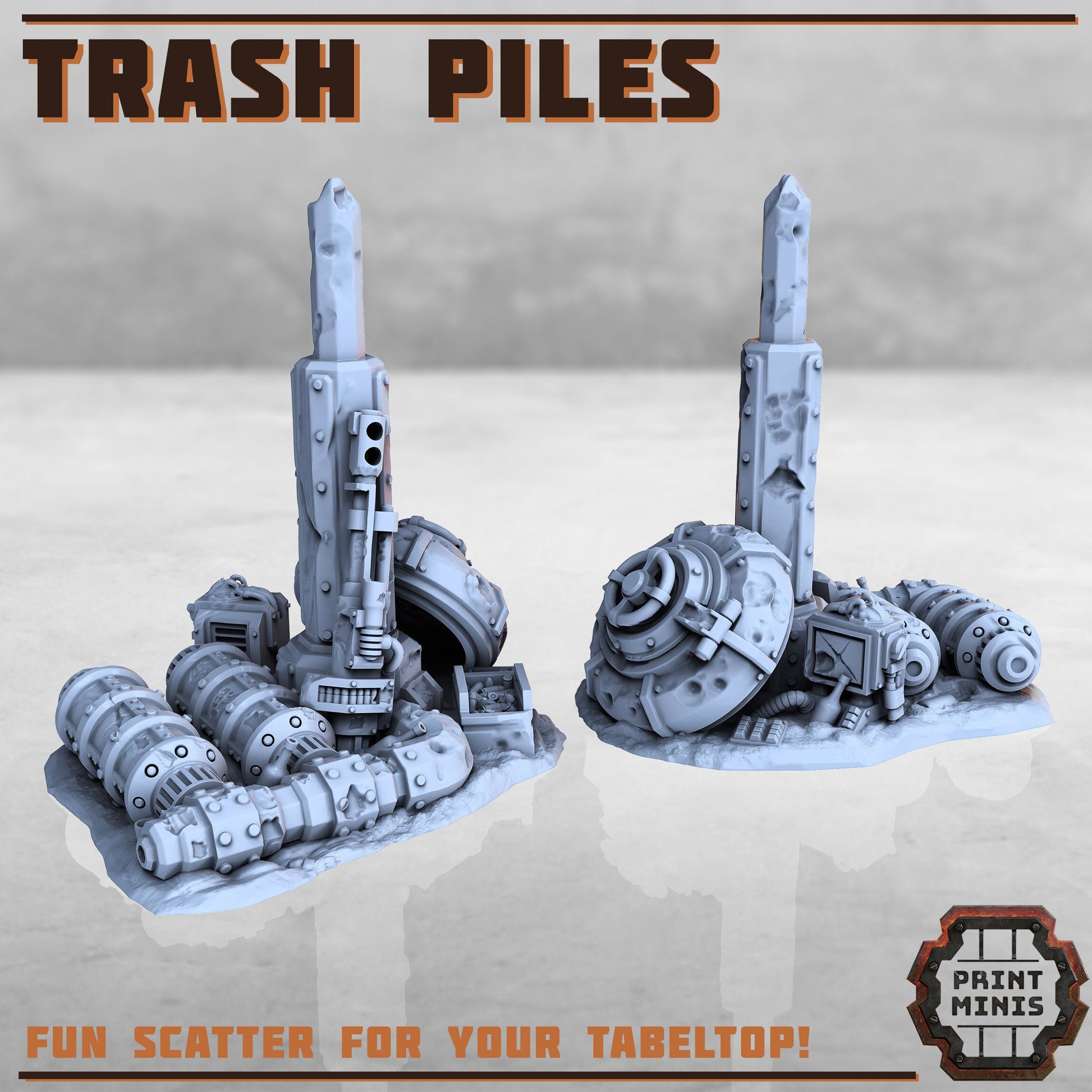 Trash Piles, Wasteland Scatter Terrain - Print Minis | Sci Fi | Light Infantry | 28mm Heroic | Apocalypse | Junkyard