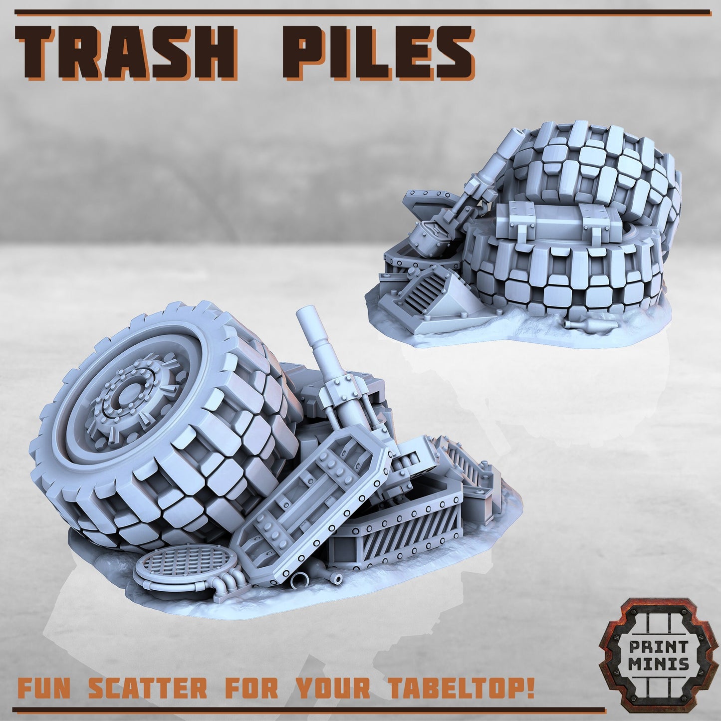 Trash Piles, Wasteland Scatter Terrain - Print Minis | Sci Fi | Light Infantry | 28mm Heroic | Apocalypse | Junkyard
