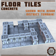 Concrete Floor Tiles - Print Minis | Sci Fi | Light Infantry | 28mm Heroic | Apocalypse | Spaceship | Walkway | Factory