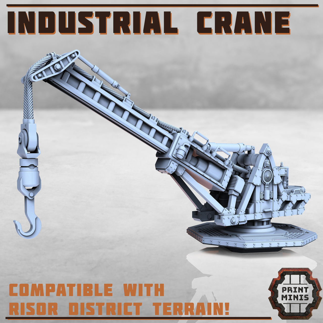 Industrial Crane Wasteland Scatter Terrain - Print Minis | Sci Fi | Light Infantry | 28mm Heroic | Apocalypse | Junkyard | Hook | Claw