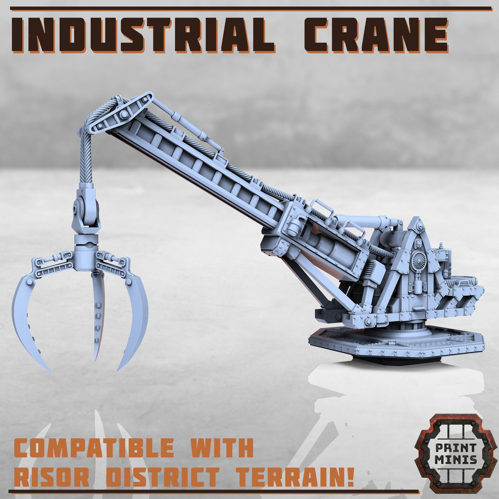 Industrial Crane Wasteland Scatter Terrain - Print Minis | Sci Fi | Light Infantry | 28mm Heroic | Apocalypse | Junkyard | Hook | Claw