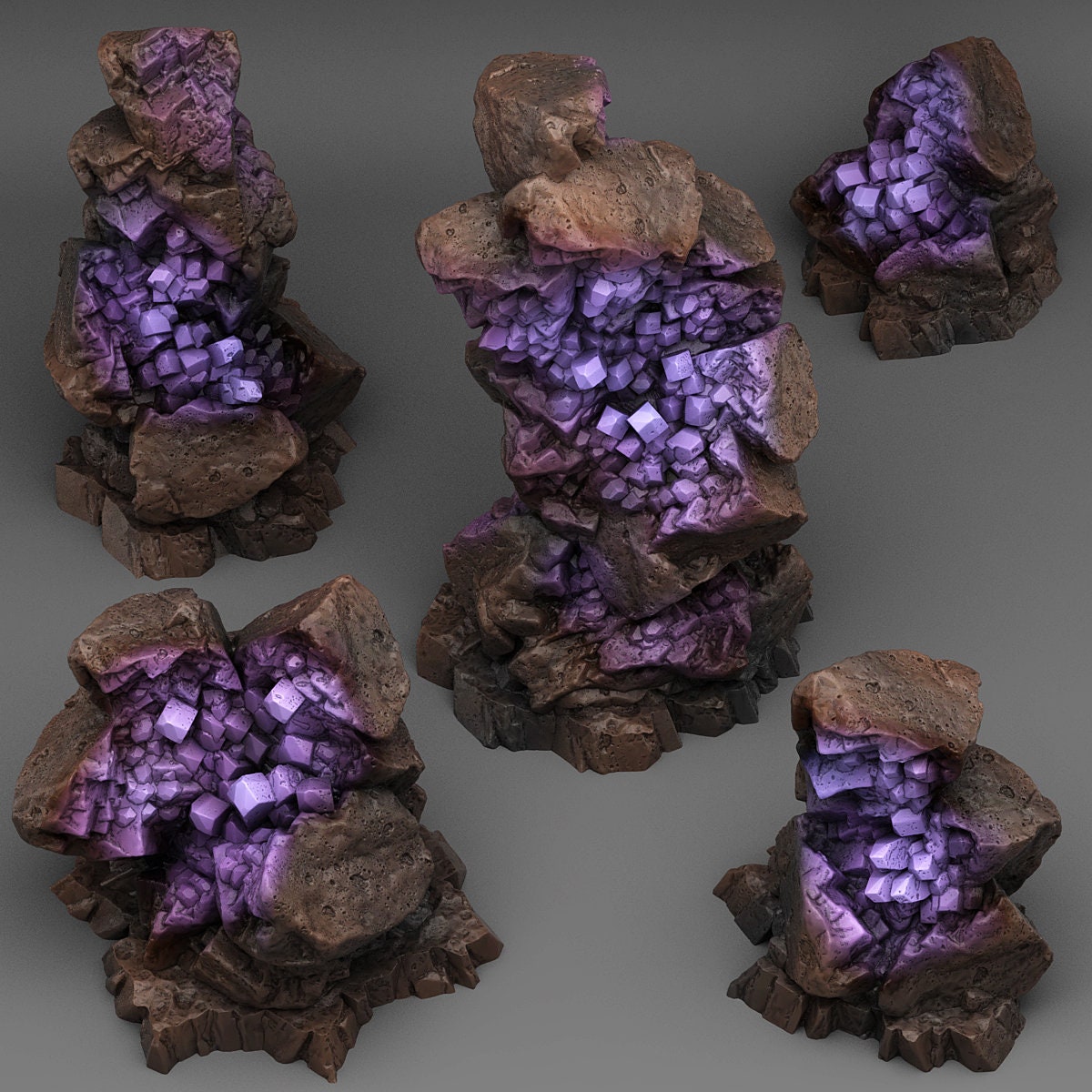 Ancient Hidden Crystals Scatter Terrain - Fantastic Plants and Rocks | Print Your Monsters | DnD | Wargaming | Quartz