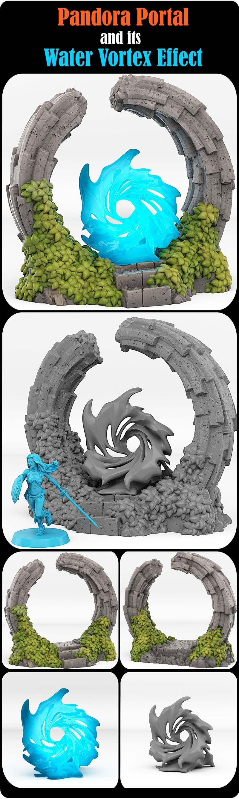 Pandora Portal With Its Water Vortex Effect - Print Your Monsters, Fantastic Portals | 32mm | Ancient | Ruins