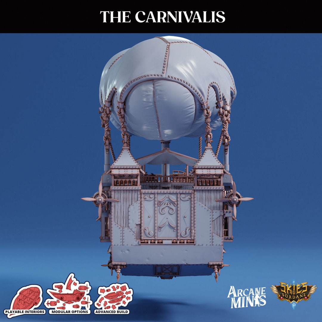 The Carnivalis. Massive Carnival Airship - Arcane Minis | 32mm | Circus | Blimp | Derrigible