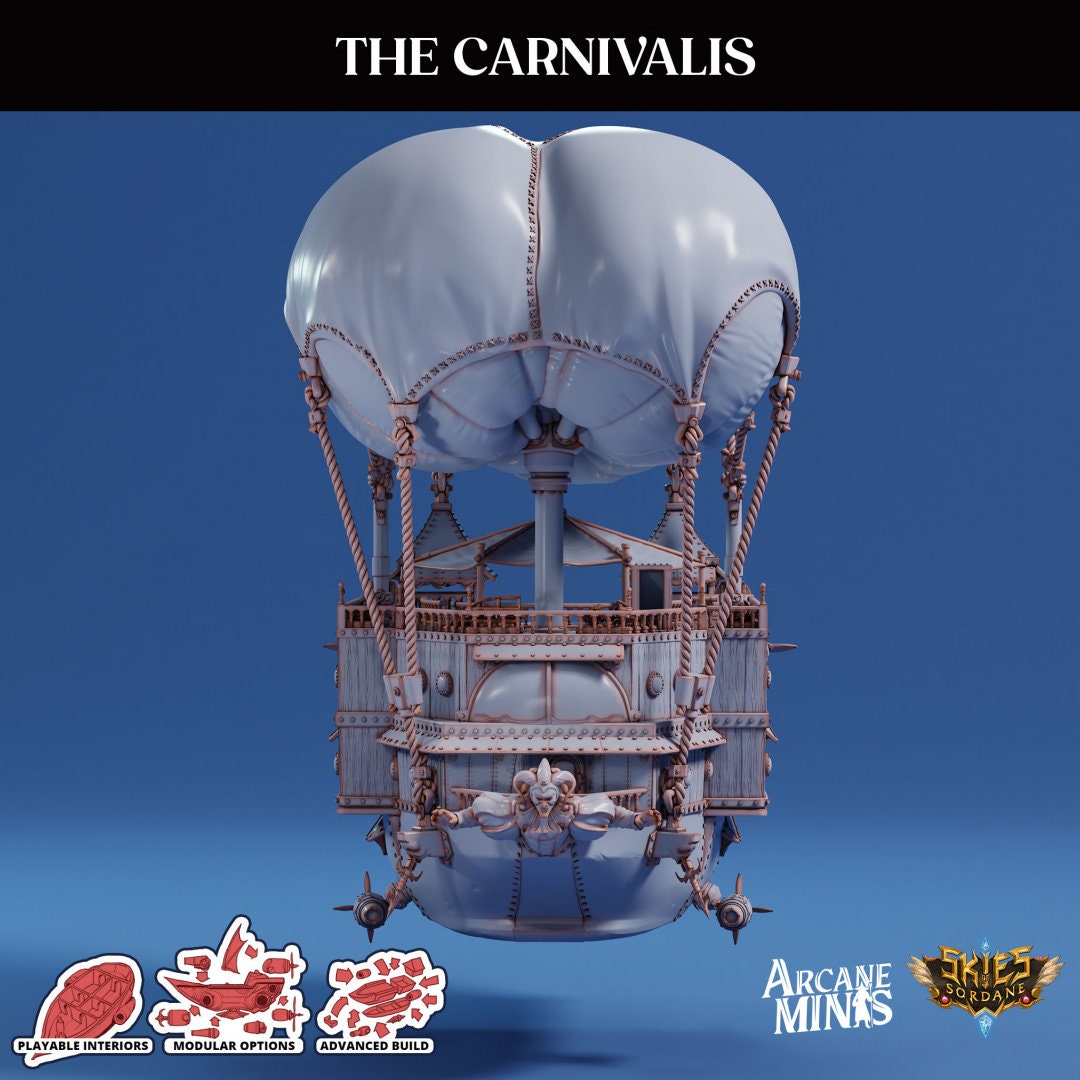 The Carnivalis. Massive Carnival Airship - Arcane Minis | 32mm | Circus | Blimp | Derrigible