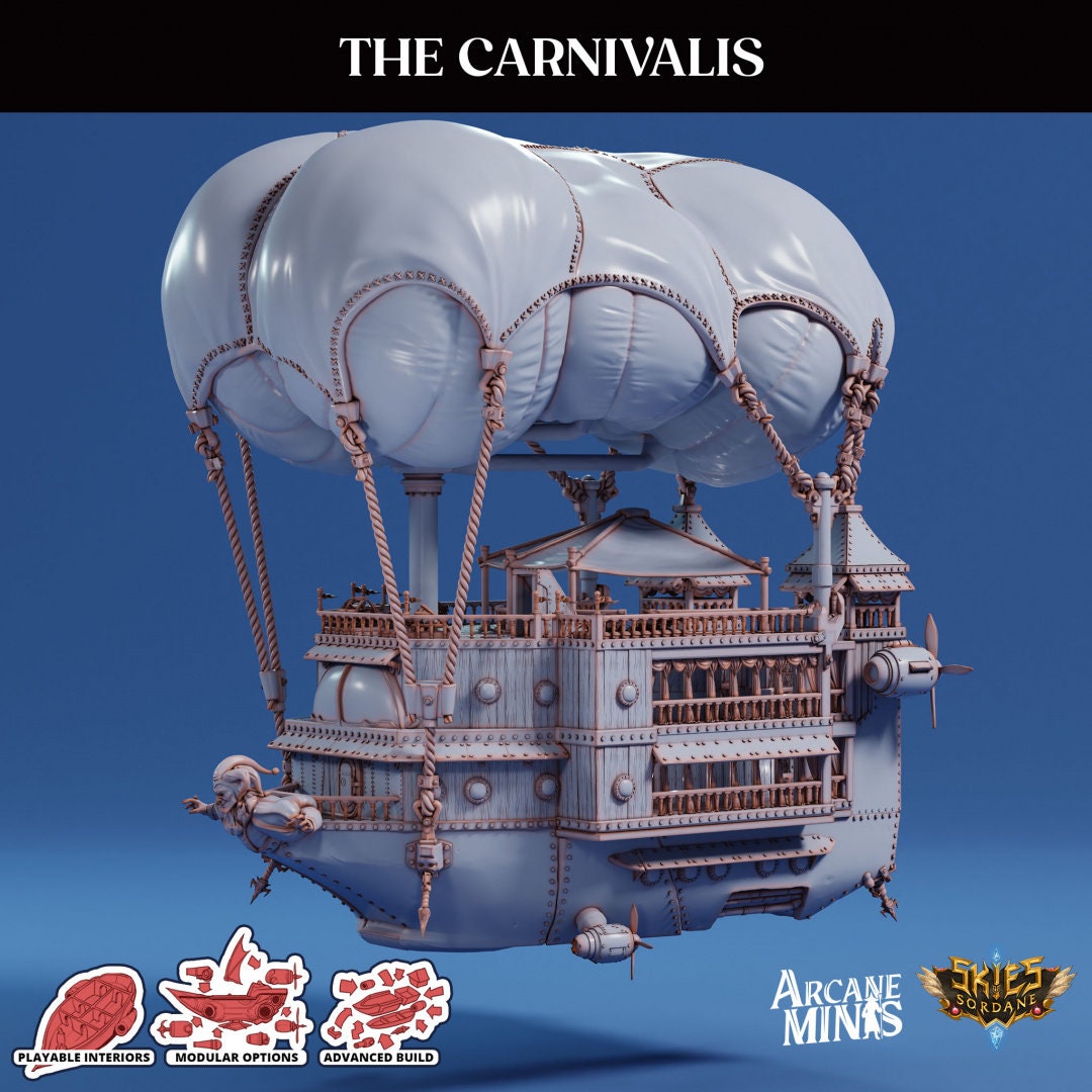 The Carnivalis. Massive Carnival Airship - Arcane Minis | 32mm | Circus | Blimp | Derrigible