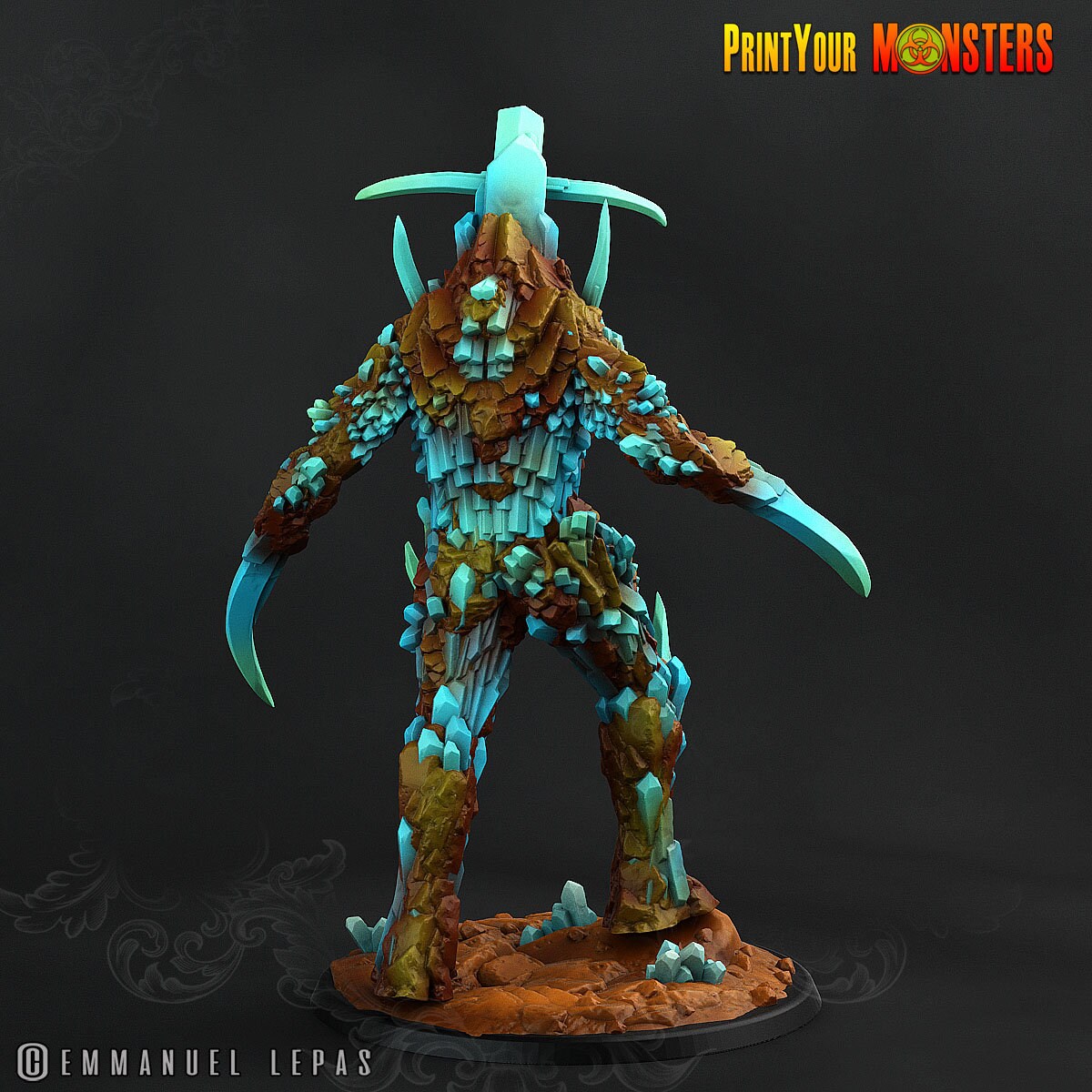 Giant Saphire Guardian, Print Your Monsters | 32mm | Elemental | Crystal | Gem | Golem