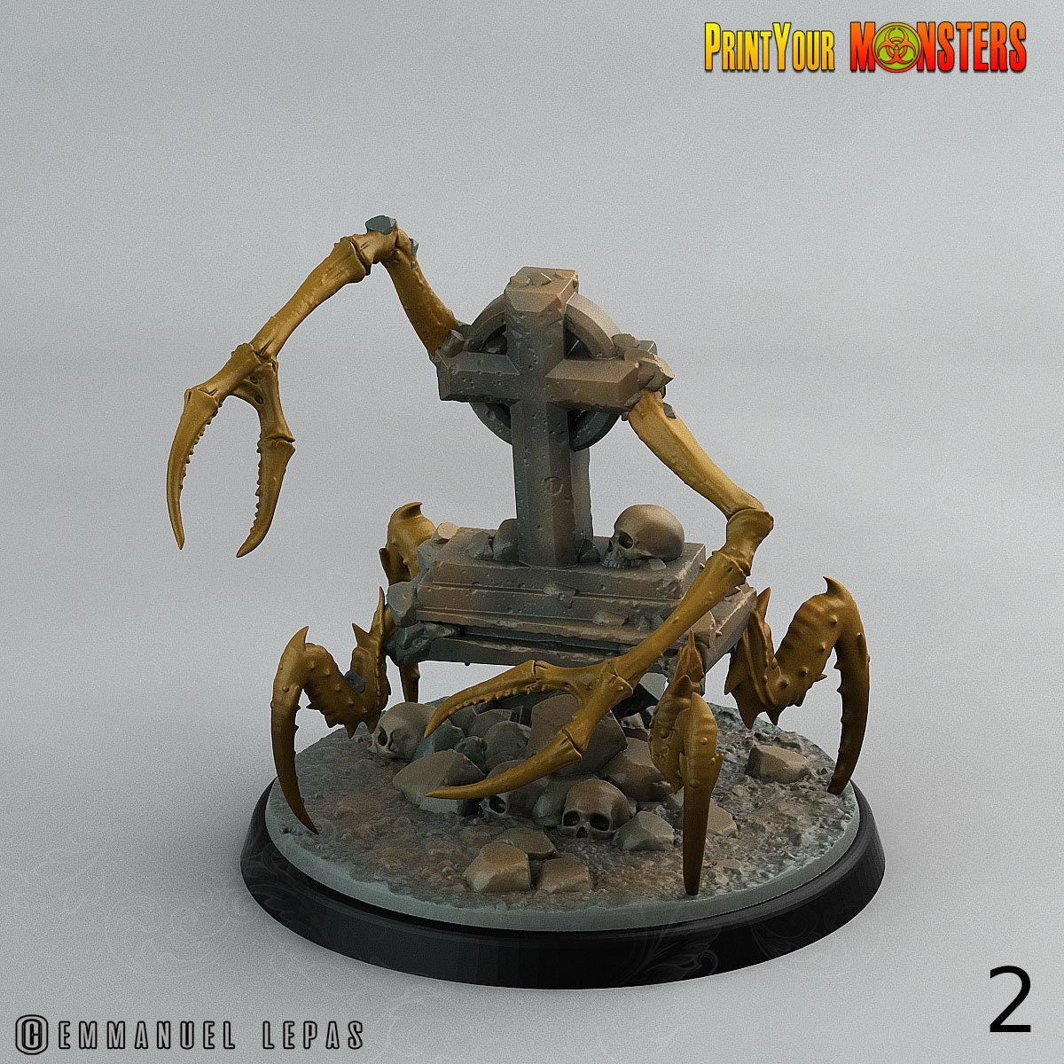 Graveyard Spider - Print Your Monsters | 32mm | Elemental | Undead | Horror | Trap | Tombstone | Mimic