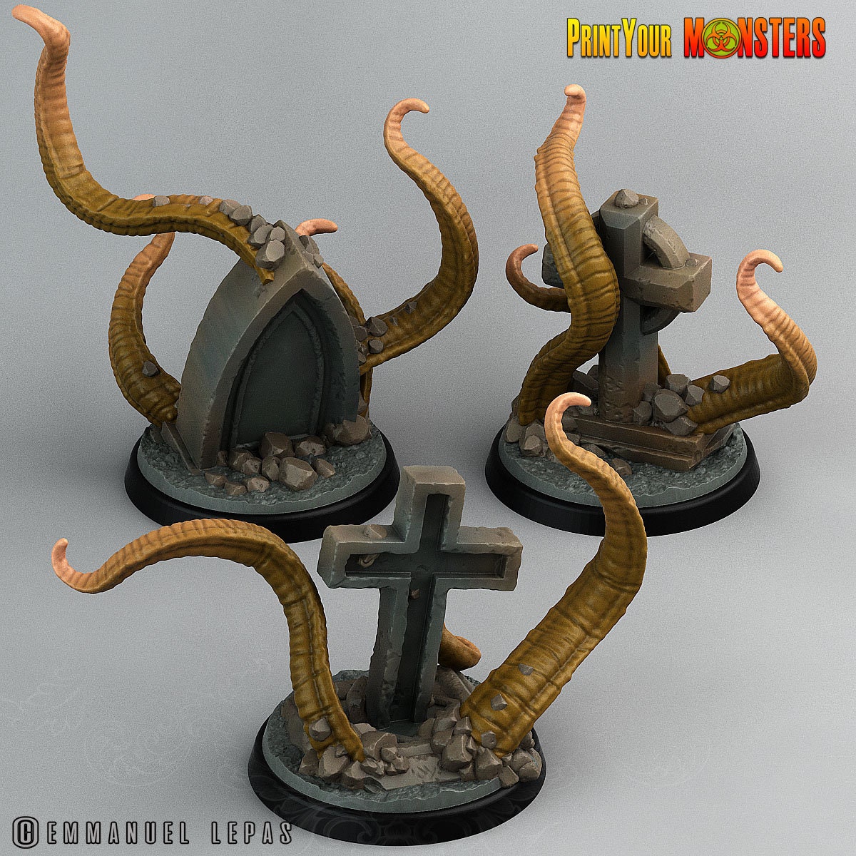 Graveyard Tentacles - Print Your Monsters | 32mm | Elemental | Undead | Horror | Trap | Tombstone | Mimic