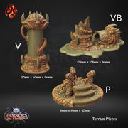 Temple of Nel'Qorith Terrain, Psychic Alien Vats and Pools - Crippled God Foundry - Horrors of the Far Realm | 32mm | Experiment | Lab