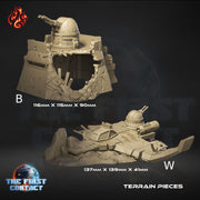 Scifi Bunker Ruins and Wrecked Ship - Crippled God Foundry - The First Contact | 32mm | Scifi | Modular | Marine | Power Armor | Tech