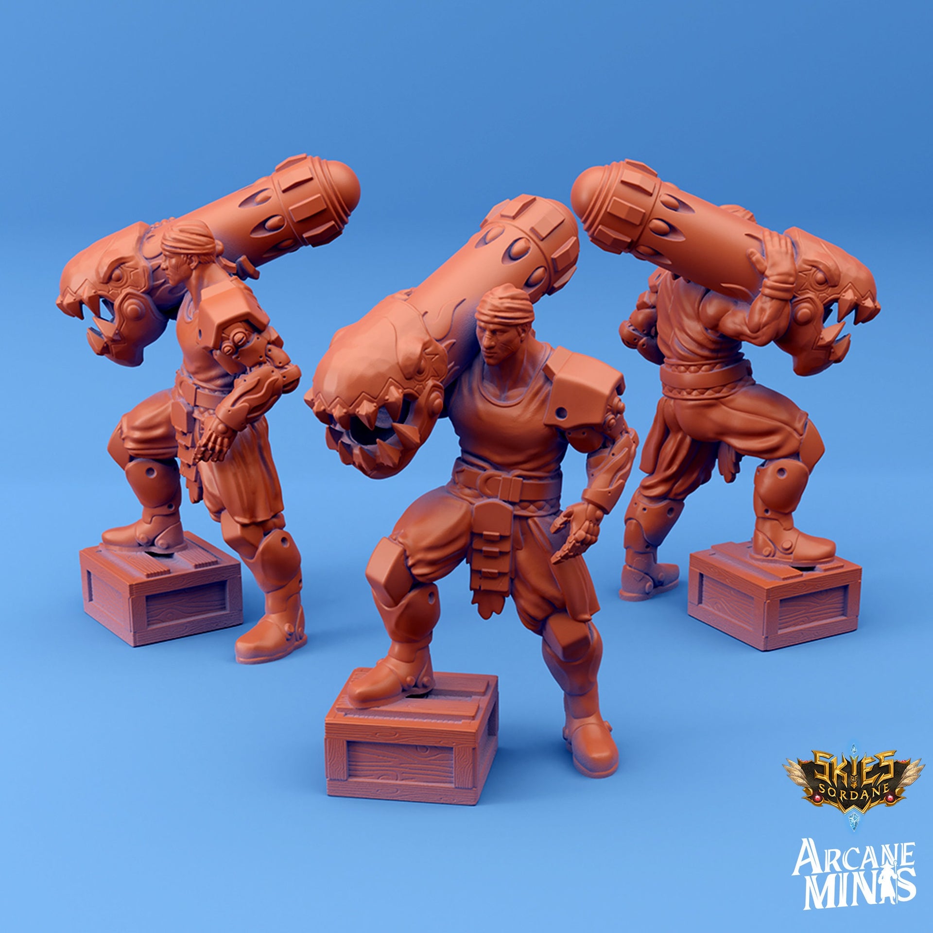 Titaran Gunner - Arcane Minis | 32mm | Cyborg | Bazooka | Rocket Launcher | Steampunk | Pirate | Sailor