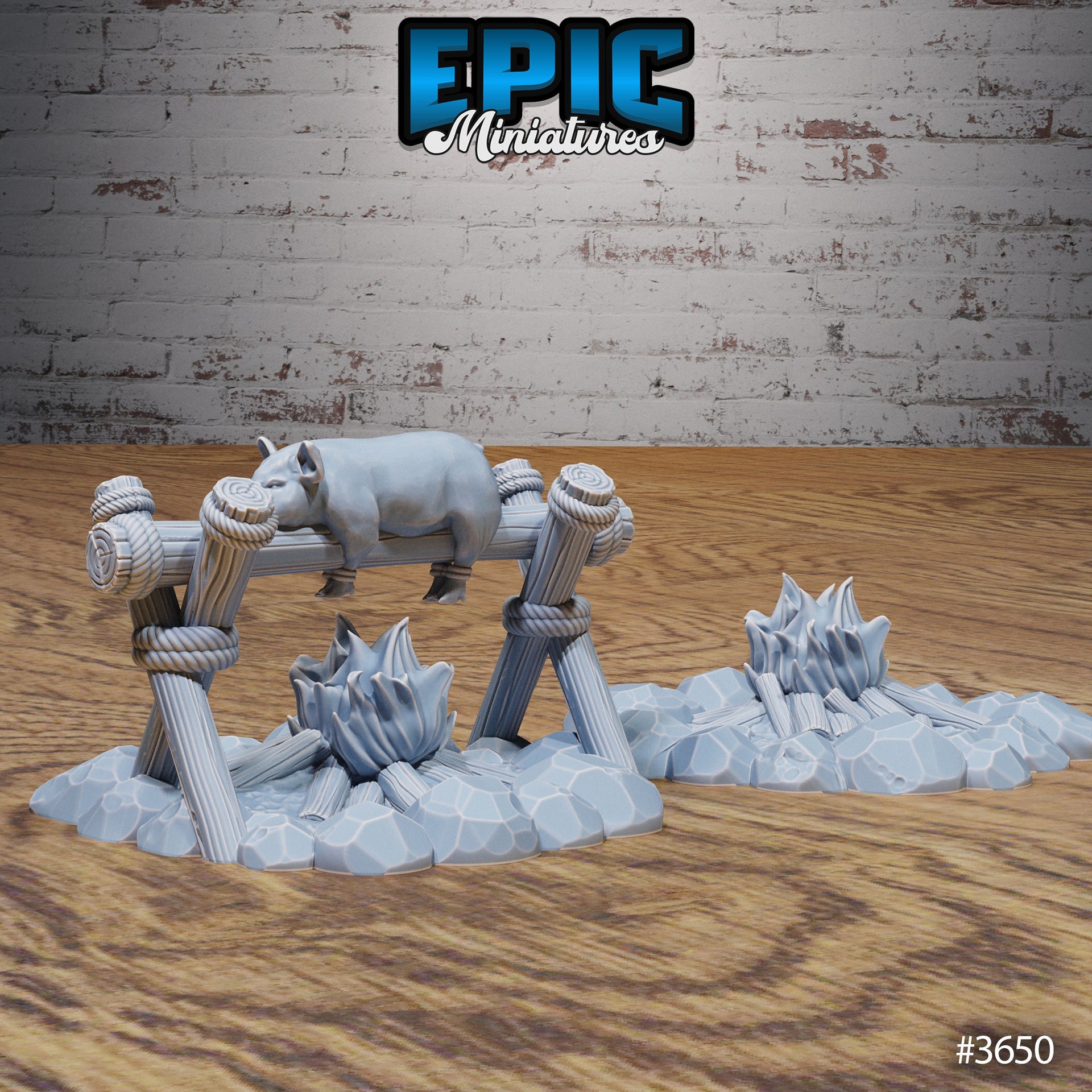 Bandit Camp Scatter Terrain - Epic Miniatures | 28mm | 32mm | Well | Cage | Torch | Log | Fire